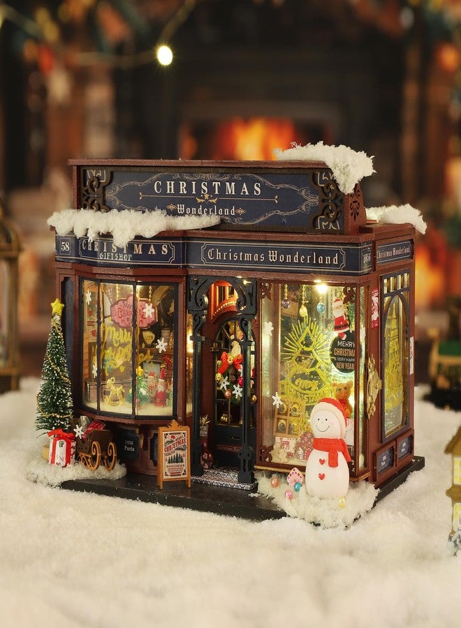 CUTEROOM Miniature House Kits for Adults, Mini Dollhouse Wooden Furniture Kit, DIY Craft Kits Creative Room Tiny House for Decoration- Christmas Wonderland - Image 4